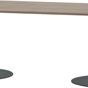 Spisebord WOOOD Tablo ovalt i egetræ, pebble grey, limede egetræslister, sort metalben, L220ÃB90 cm, FSC mix-certificeret